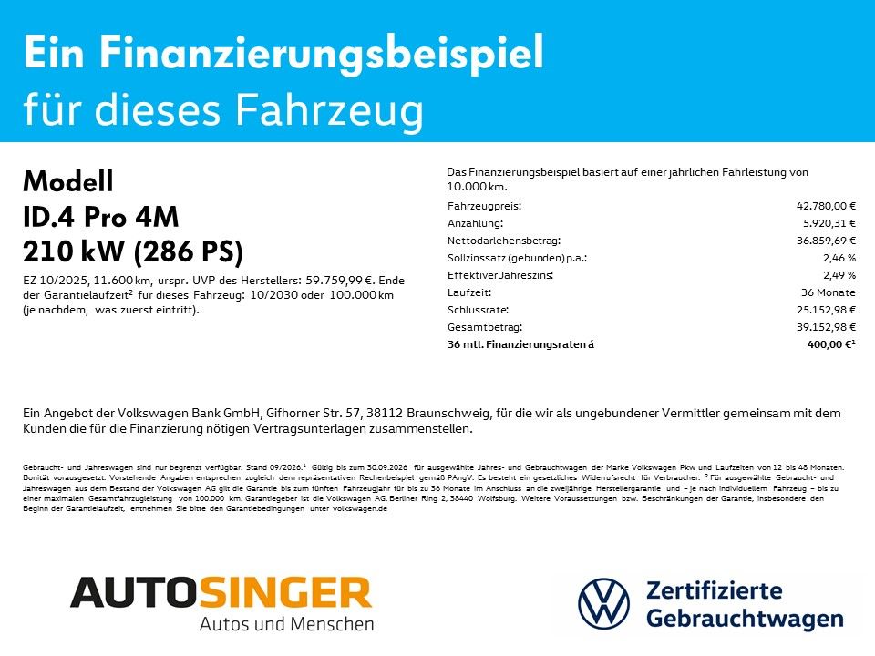 Volkswagen ID.4 Pro 4M WÄRME IQ-L NAV ACC LANE SHZ ALU19 foto 2