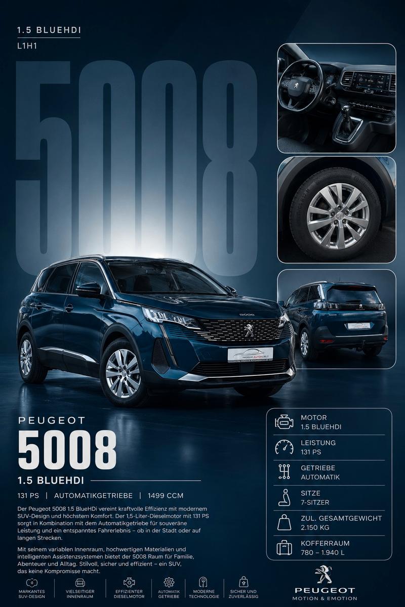 Peugeot 5008 1.5 HDI Allure Pack *LED*CAM*NAV*TLEDER*ACC