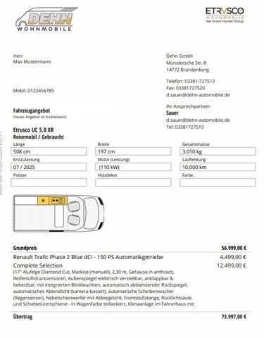 Etrusco UC 5.0 ä. Copa  Nugget 27.605,00 € Preisvorteil