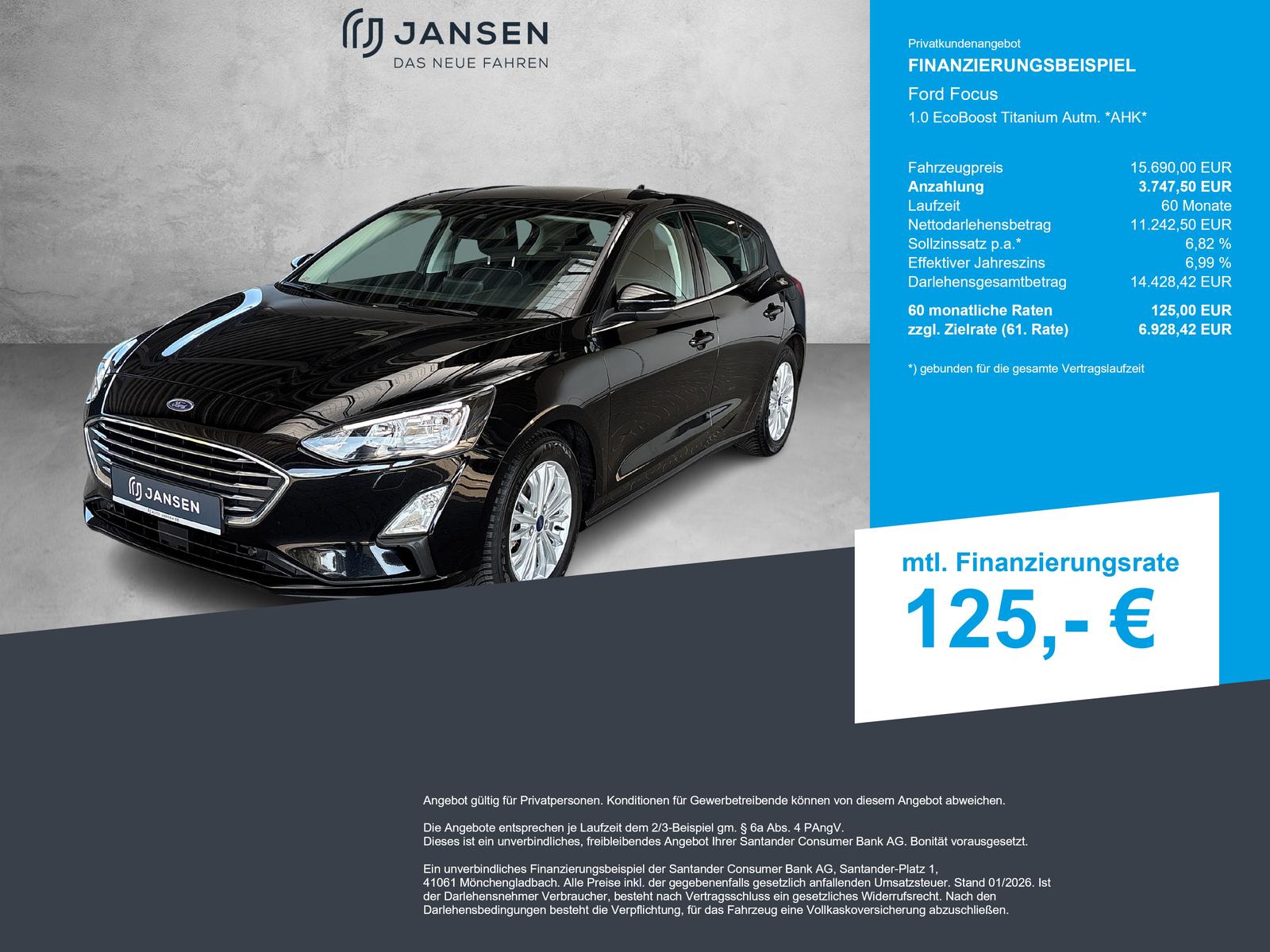 Ford Focus 1.0 EcoBoost Titanium Autm. *AHK*