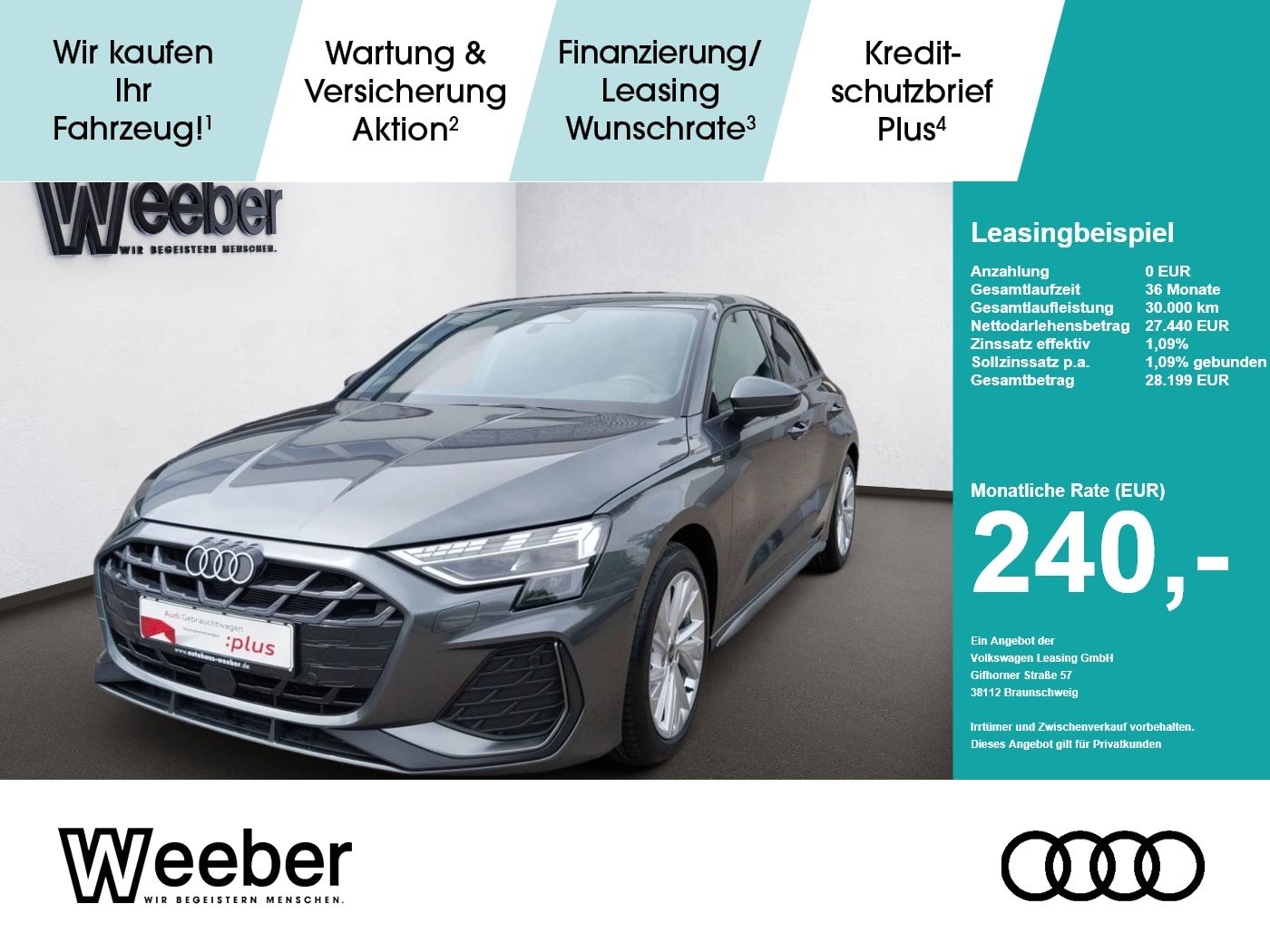 Audi A3 Sportback S line *KAMERA*LED*KESSY*5J GAR*NAV