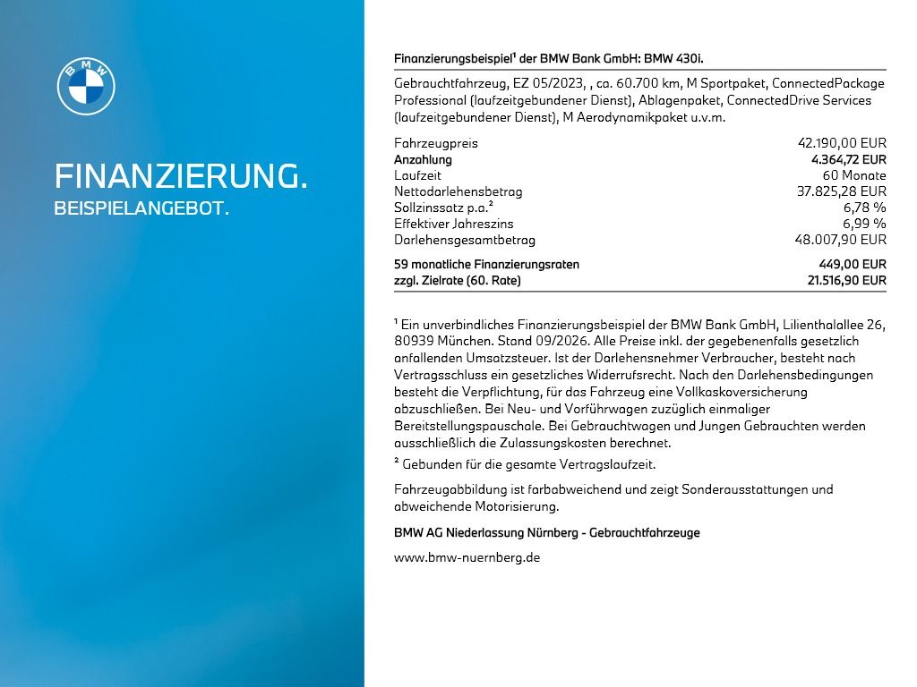 BMW 430i Gran Coupé Laserlicht Memory Sportsitze Ke foto 3