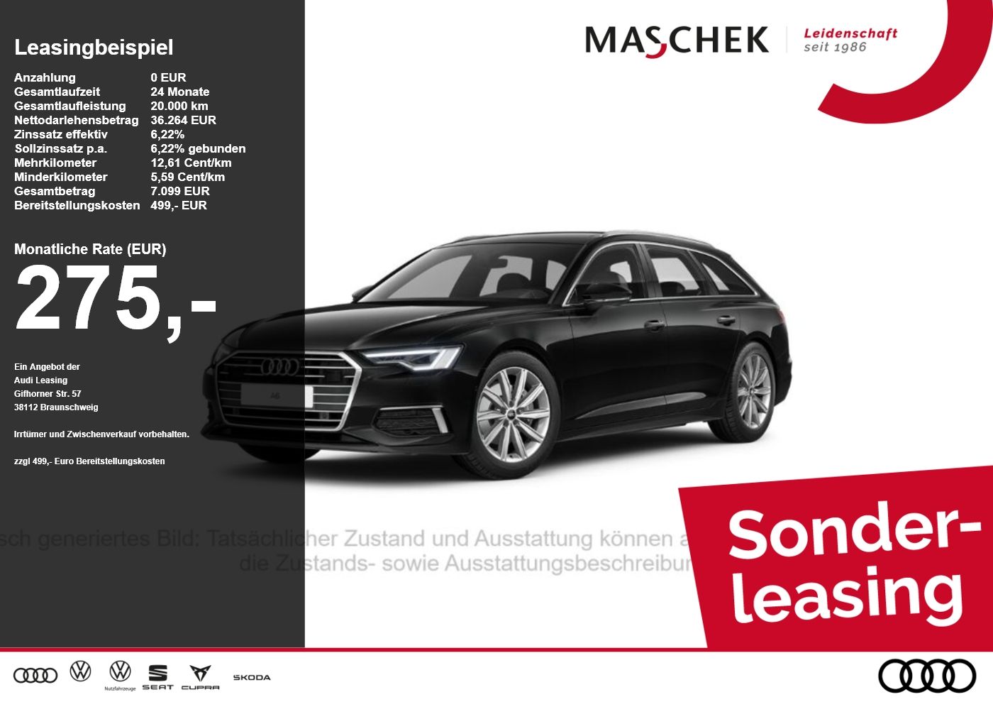 Audi A6 Avant 45 TFSI quat Matrix Pano Sonderleasing
