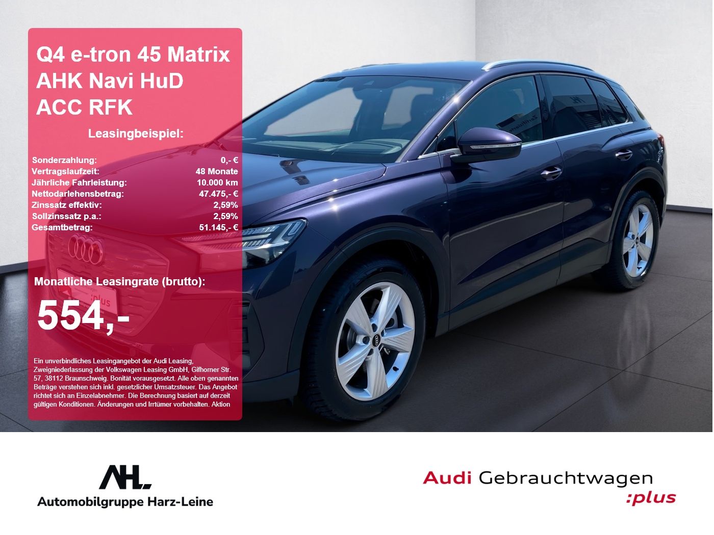 Audi Q4 e-tron 45 Matrix AHK Navi HuD ACC RFK ACC AHK