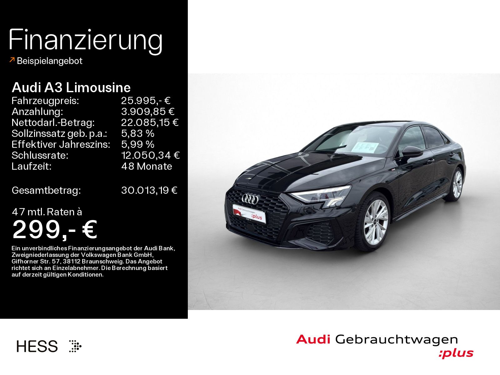 Audi A3 Limousine S line 35 TDI S tronic*Virtual*LED*