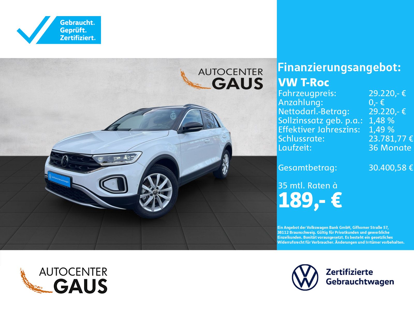 T-Roc Goal 2.0 TDI AHK*Navi*LED