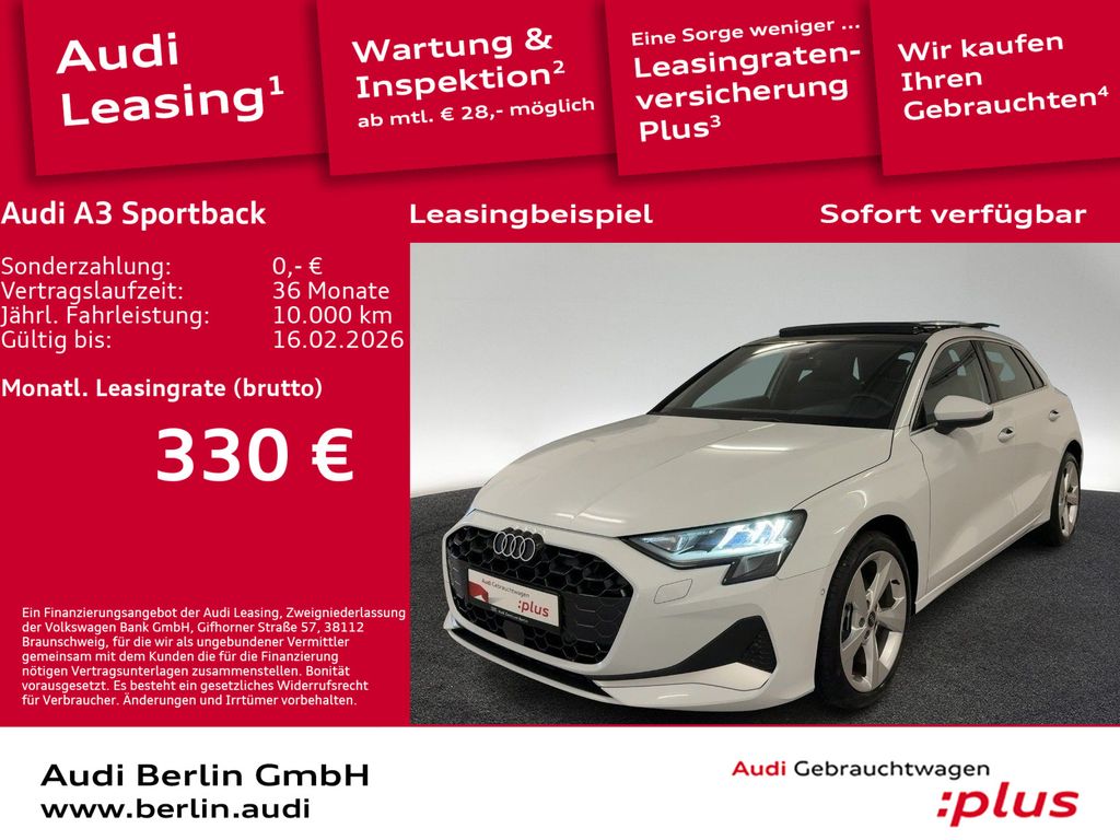 A3 Sportback Advanced 30 TFSI S tr. STDHZG PANO
