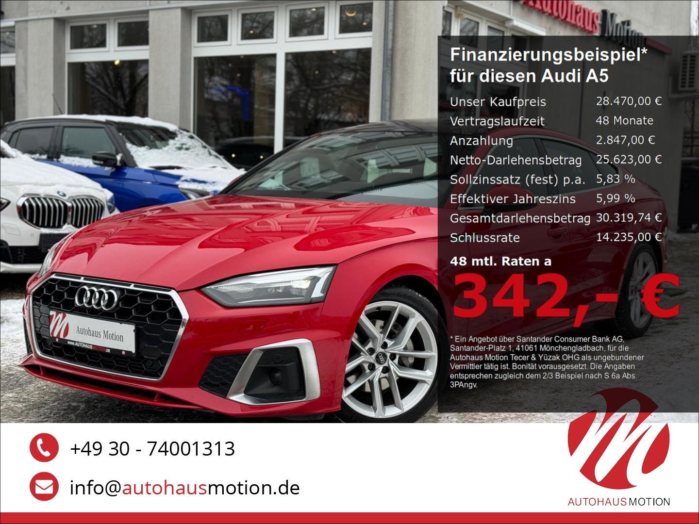 Audi A5 Sportback 40 TFSI S line Pano Navi Kamera HUD