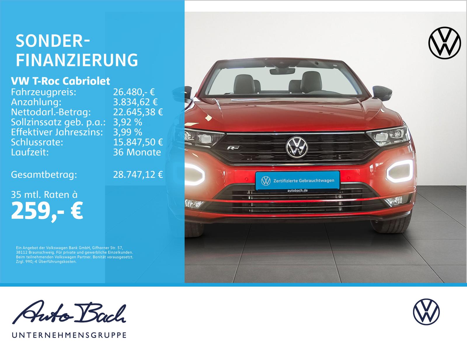Volkswagen T-Roc Cabriolet R-Line 1.5TSI DSG LED CarPlay EP
