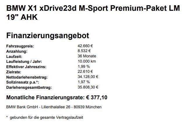 BMW X1 xDrive23d M-Sport Premium-Paket LM 19 AHK foto 3