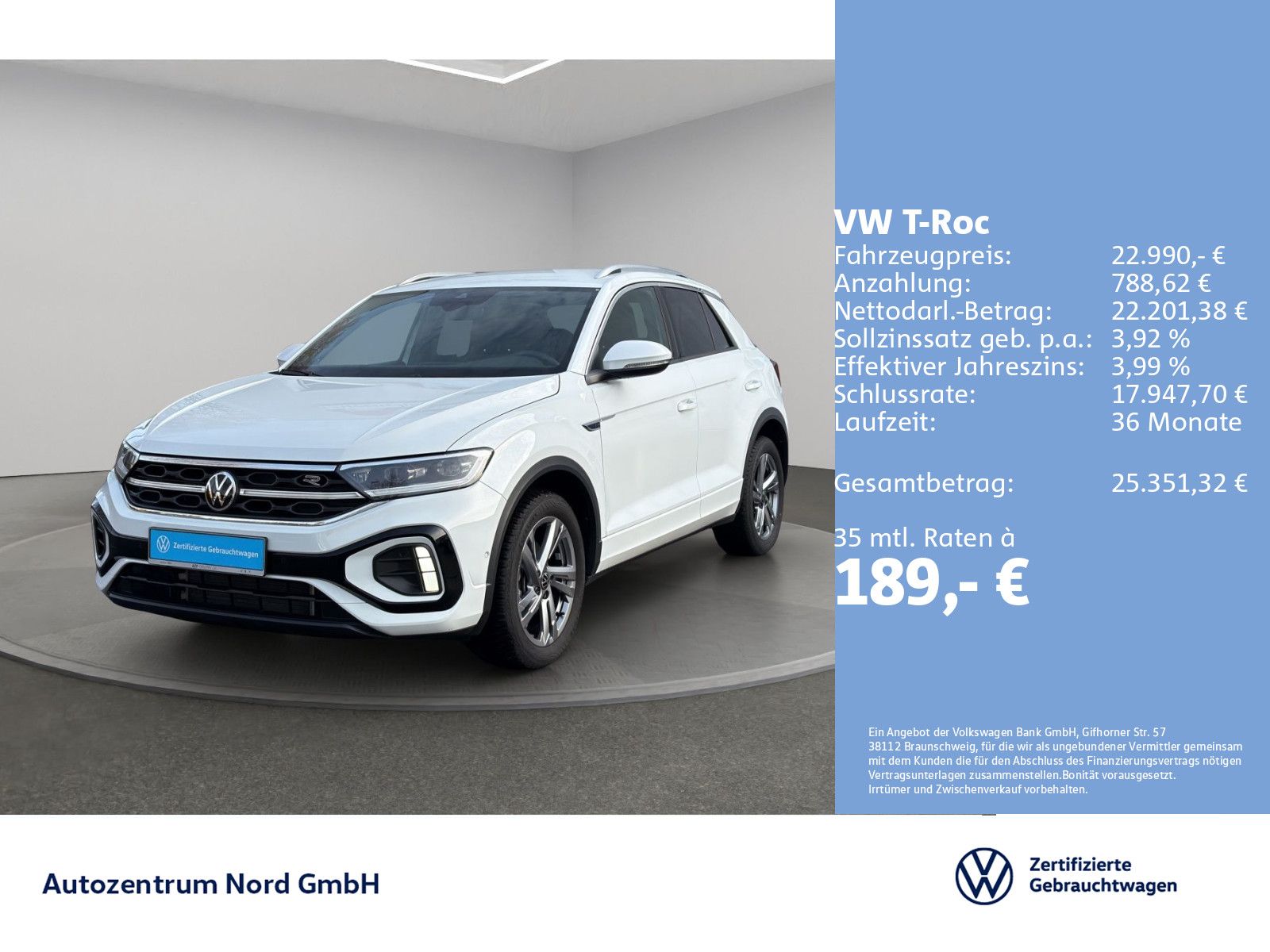 Volkswagen T-Roc 1.0 TSI R-Line MATRIX-LED+ACC+BEATS+SITZHZ
