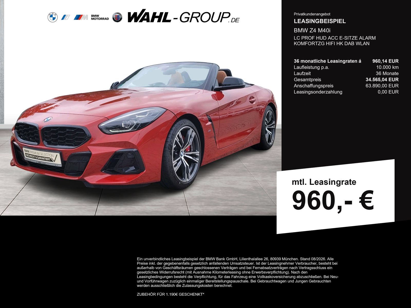 BMW Z4 M40i LC PROF HUD ACC E-SITZE ALARM KOMFORTZG 