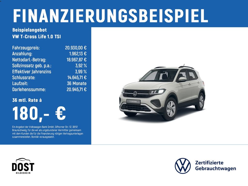 T-Cross Life 1.0 TSI ACC+DAB+KAMERA+LED+NAVI+SHZ