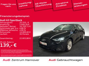 Audi Leasingangebot: Audi A3 Sportback 30 TFSI DAB virtual Bluetooth