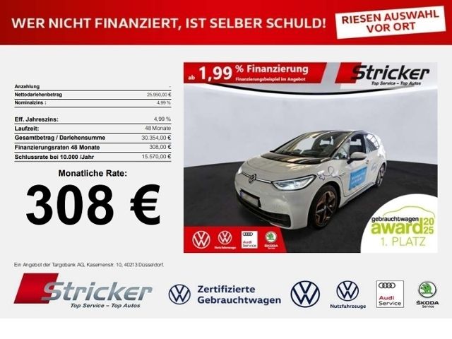 VW ID.3 Pro S 150/77 308,-ohne Anzahlung HUD Matrix