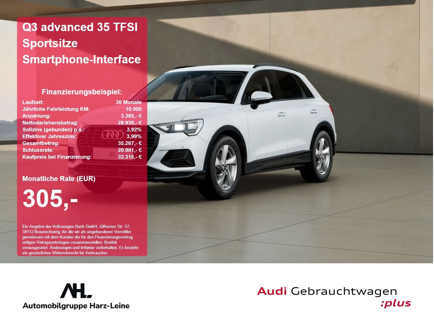 Audi Q3 advanced 35 TFSI Sportsitze Smartphone-Interf