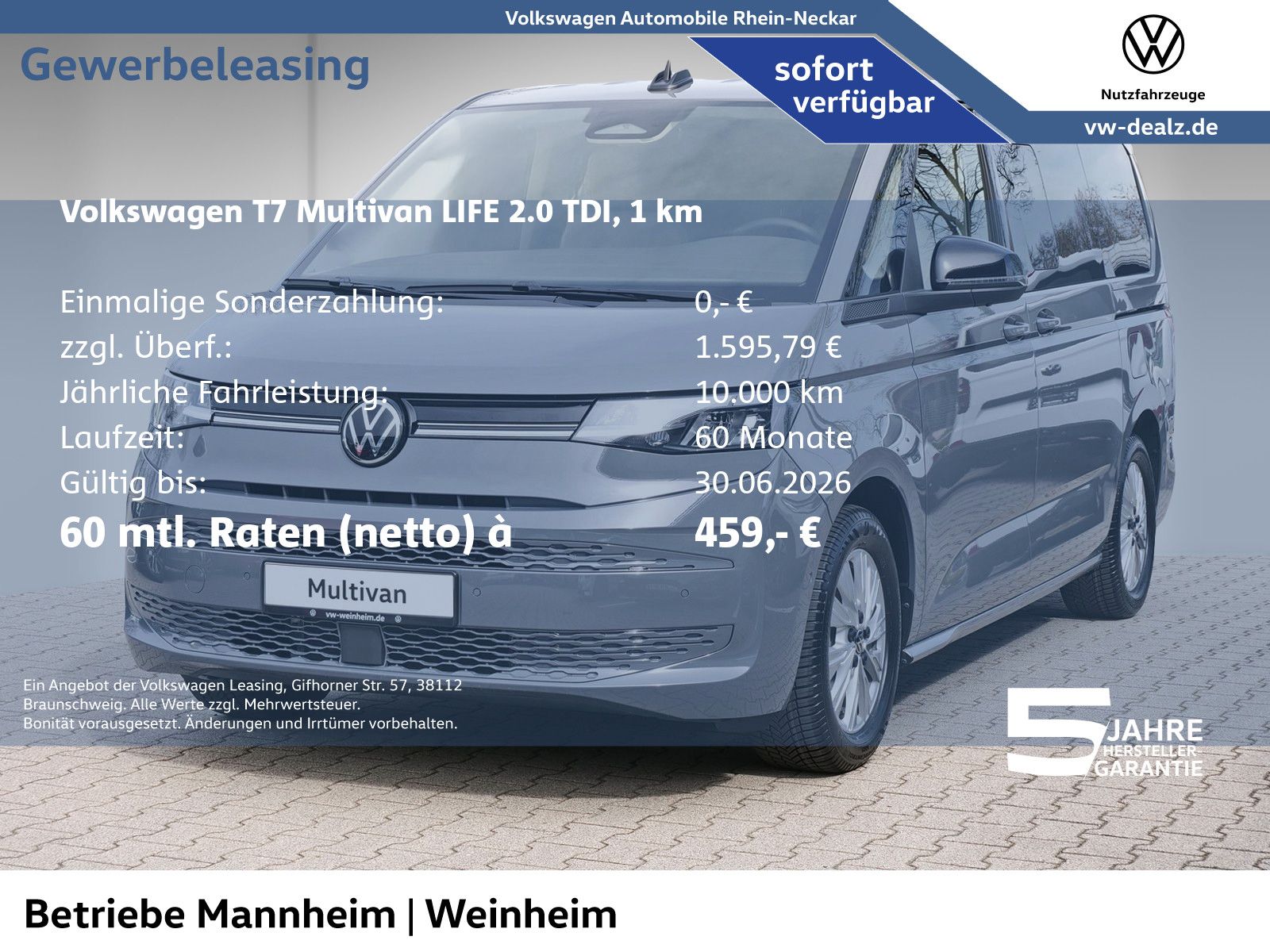 Volkswagen T7 Multivan Life 2.0 TDI DSG NAVI AHK 7-Sitzer