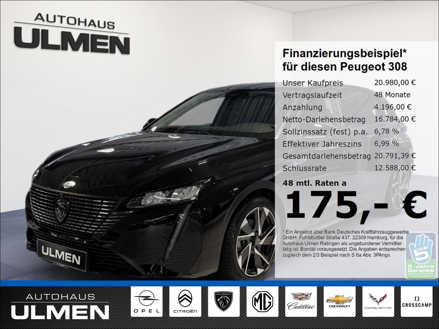 Peugeot 308 Allure 130 Apple CarPlay Rückfahrkamera Spur