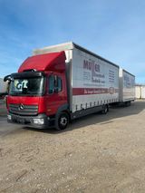 Mercedes-Benz Atego 824 Plane Volumen Jumbo Tandemanhänger - Gebraucht Tieflader Tandem