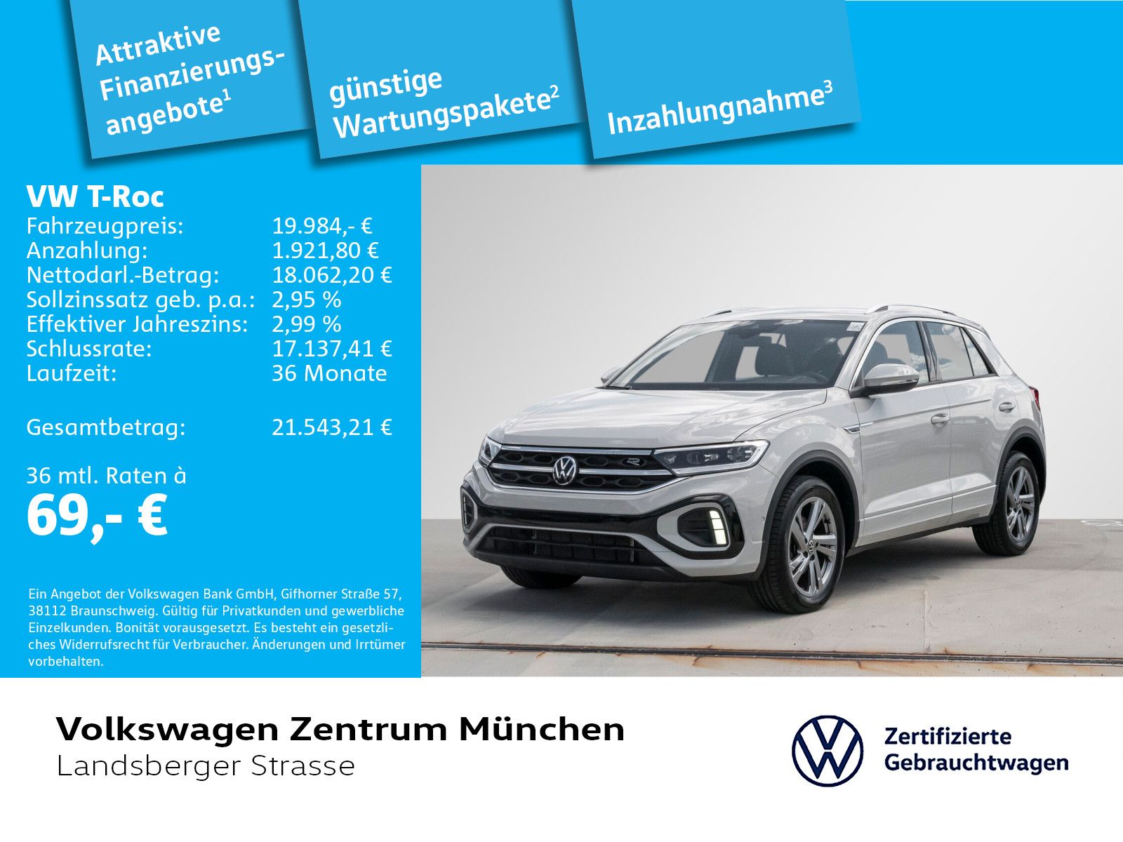 Volkswagen T-Roc R-Line 1.0 TSI ACC LED+ RearView ParkAssis imagem 2