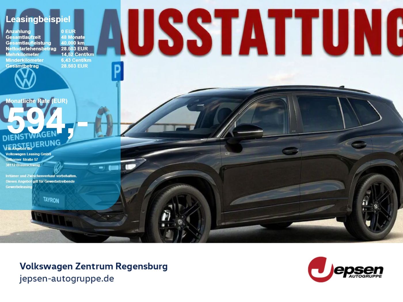 Volkswagen Tayron R-Line BlackStyle Hybrid DSG 499,- netto