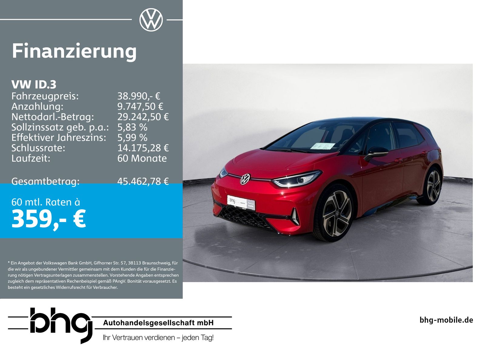 Volkswagen ID.3 GTX HUD IQ.LIGHT ACC SHZ KEYLESS 79 KW/h