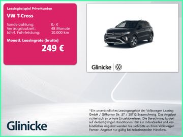 Volkswagen Leasingangebot: Volkswagen T-Cross Style 1.0 l TSI 85 kW (116 PS) 7-Gang-Do