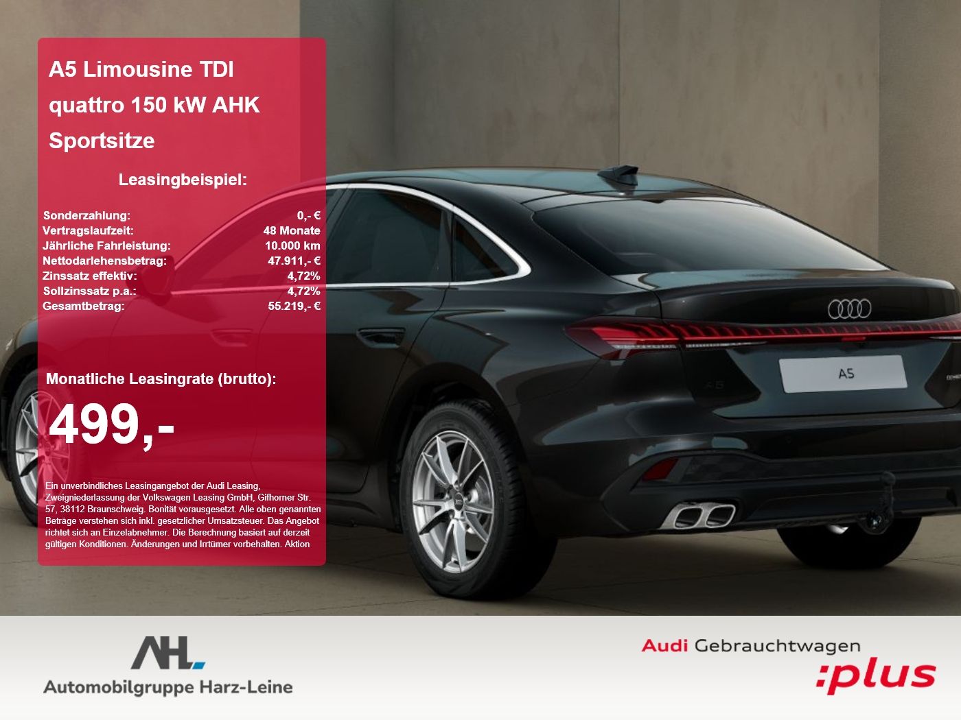 Audi A5 Limousine TDI quattro 150 kW AHK Sportsitze U