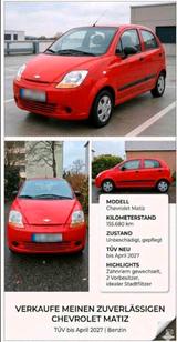 Chevrolet Matiz TÜV Kleinwagen Stadtfahrze... - Chevrolet Matiz in Duisburg