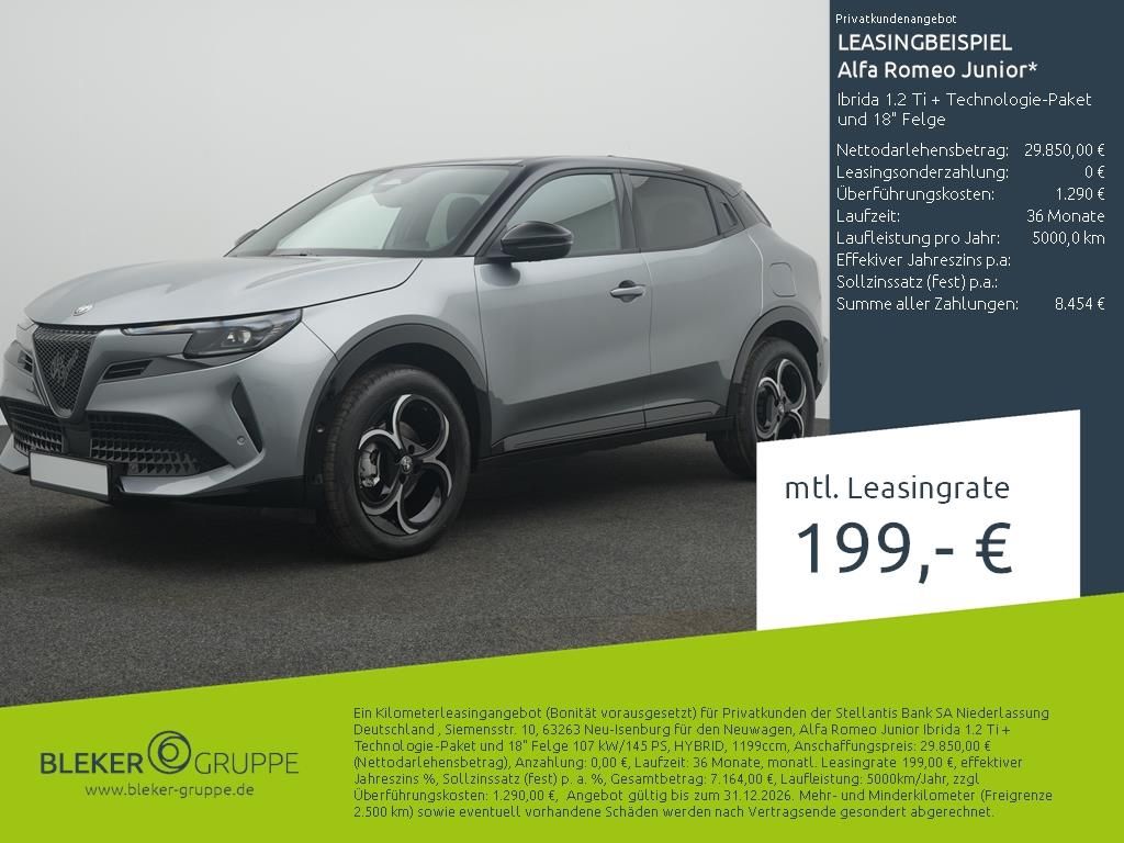 Alfa Romeo Junior Ibrida 1.2 Ti + Technologie-Paket und 18