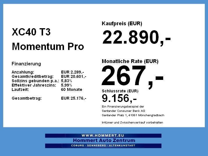 Volvo XC40 T3 Momentum Pro *AHK*Kamera*Sitzh.*Navi*