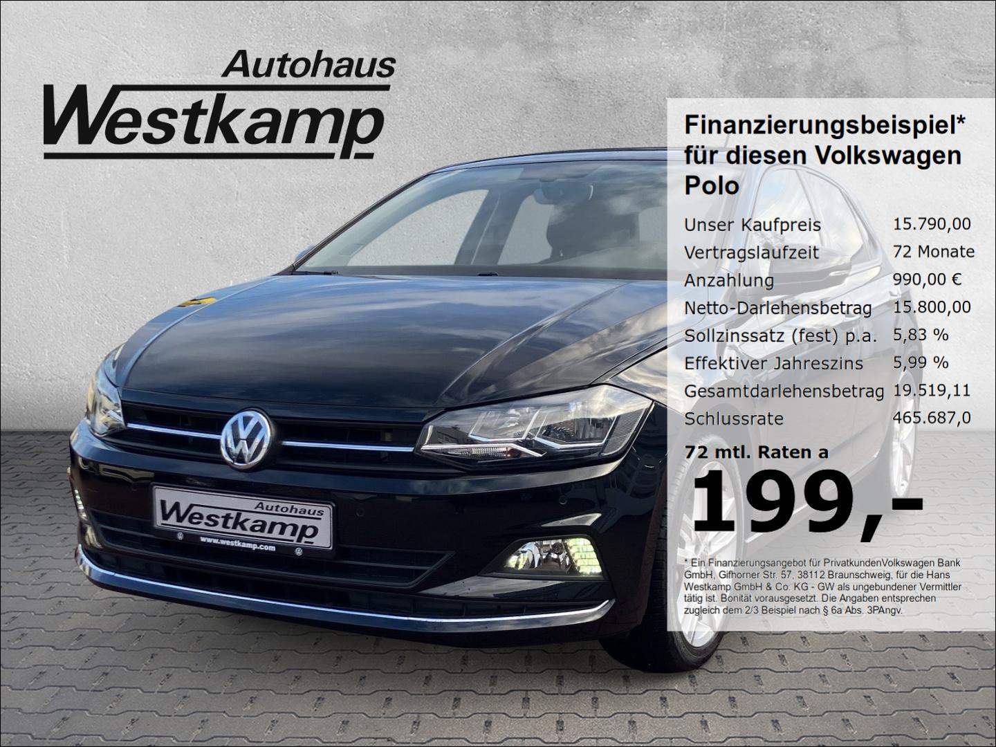 Volkswagen Polo Highline 1,0 TSI 6-Gang Abstandstempomat Na