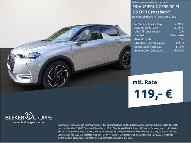 DS Automobiles DS3 Crossback PureTech 100 So Chic