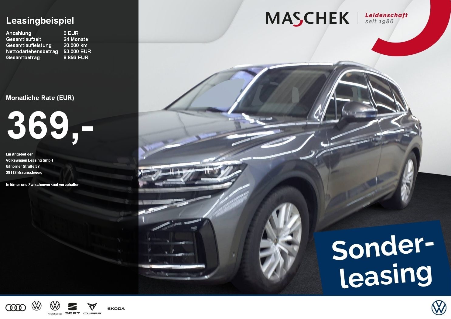 Volkswagen Touareg Elegance 3.0 TDI Sonderleasing ohne zzgl