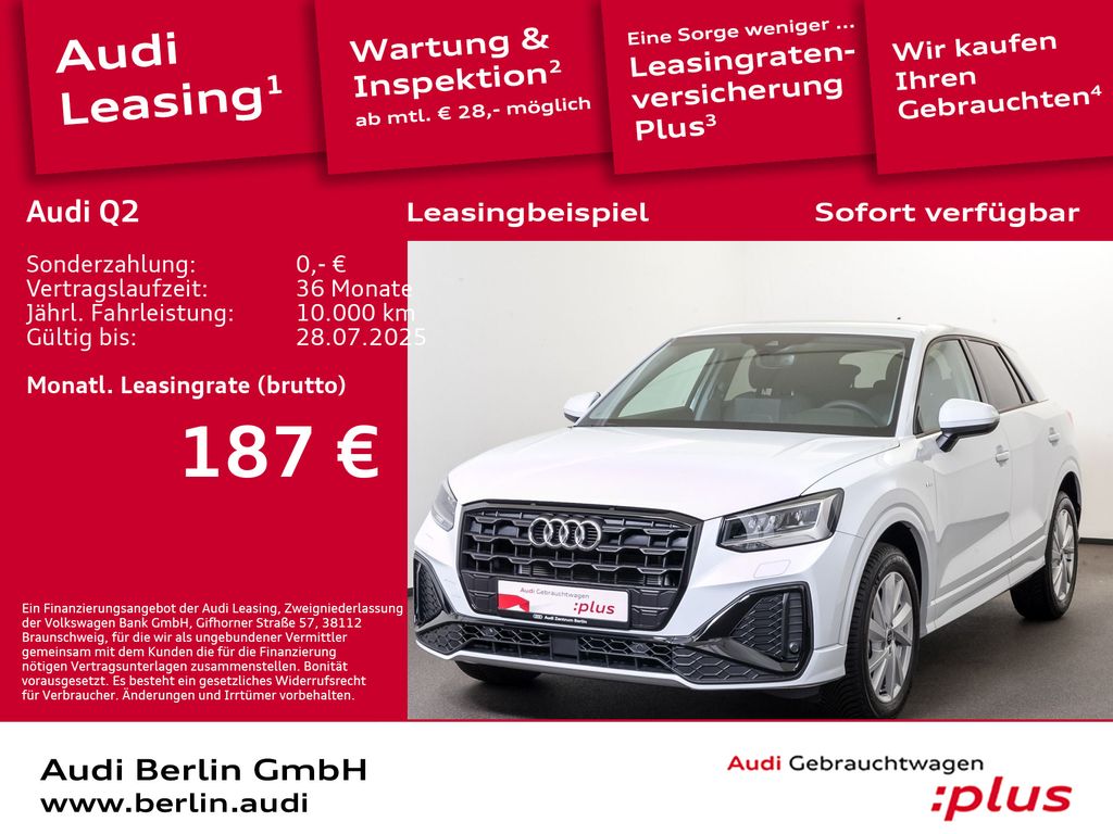 Audi Q2 S line 30 TFSI 6-G. AHK LED VIRTUAL DAB SITZH