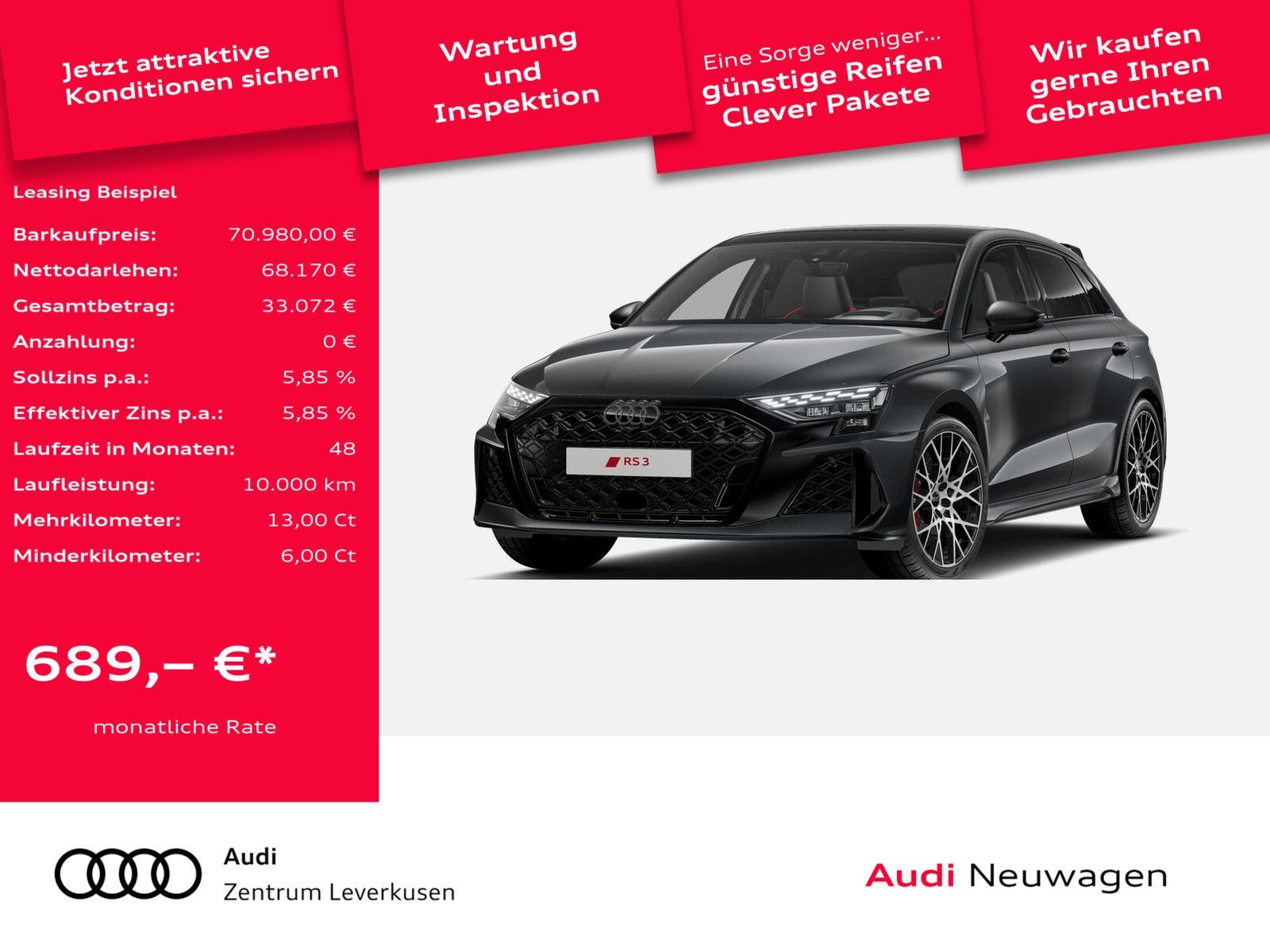 Audi RS3 VMAX LEDER SPORTABGAS PANO KAM MATRIX