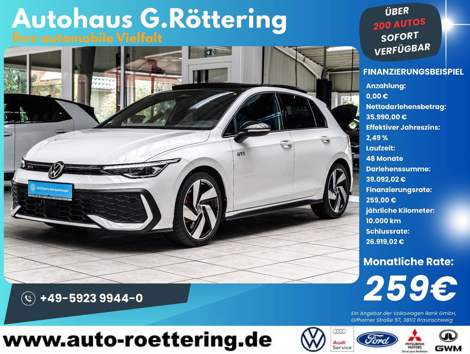 Fahrzeugabbildung Volkswagen Golf VIII GTI DSG LED+PANO+RFK+HuD+BLACK-STYLE