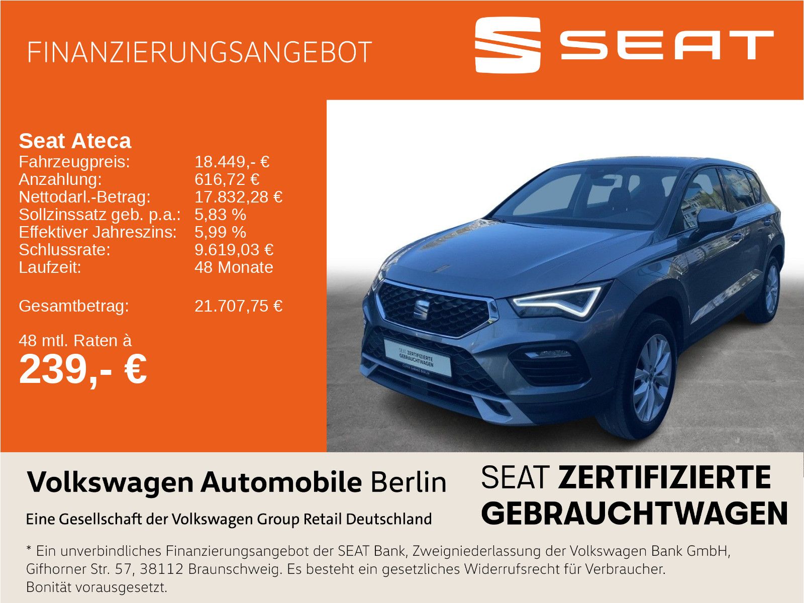SEAT Seat Ateca 2.0 TDI DSG Style Navi LED SHZ ACC PDC