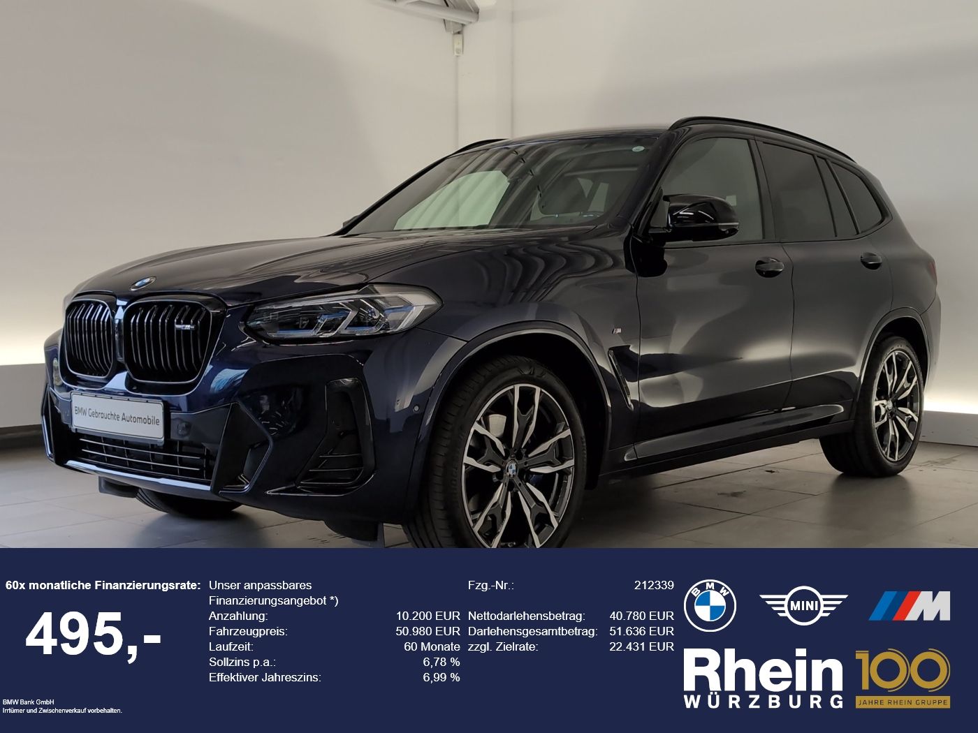 BMW X3 M40d Navi/Laser/360°/SHZ/HuD/Apple/KomfZg Nav