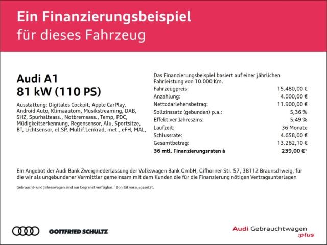 Audi A1 Sportback 30 TFSI advanced CARPLAY PDC LED SH
