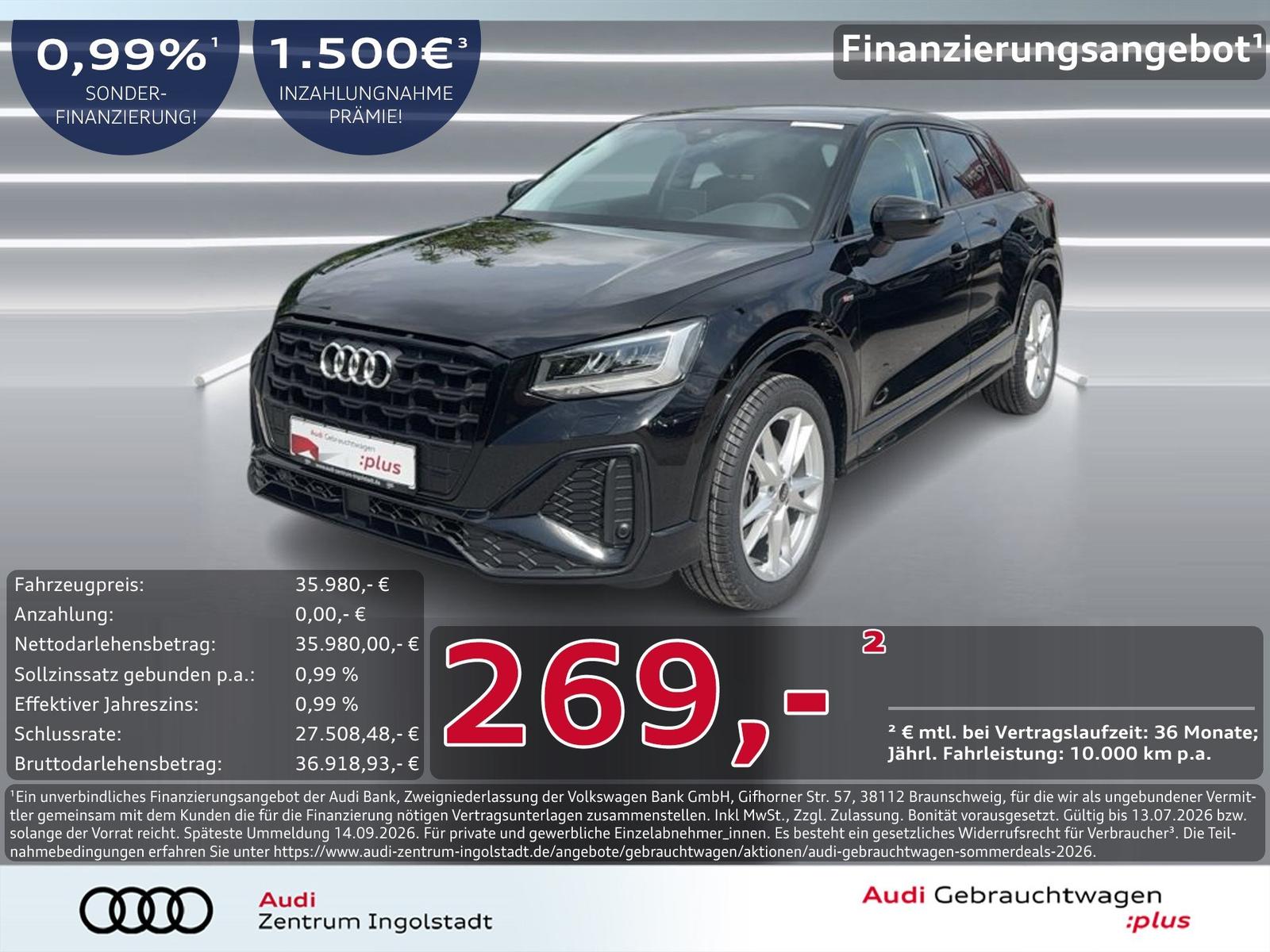 Audi Q2 40 TFSI qu S line LED KAMERA AHK ACC PDC+ 18"