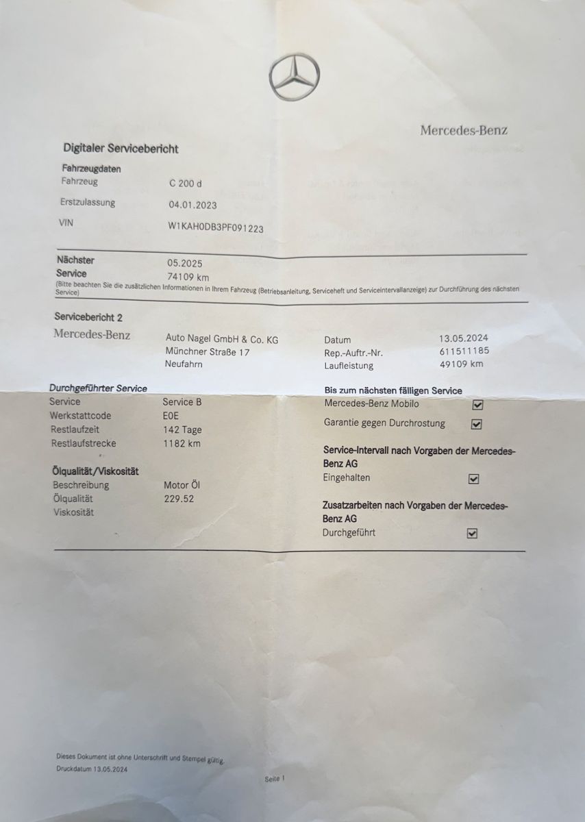 Fahrzeugabbildung Mercedes-Benz C 200 d T Avantgarde Night-Paket Business-Paket