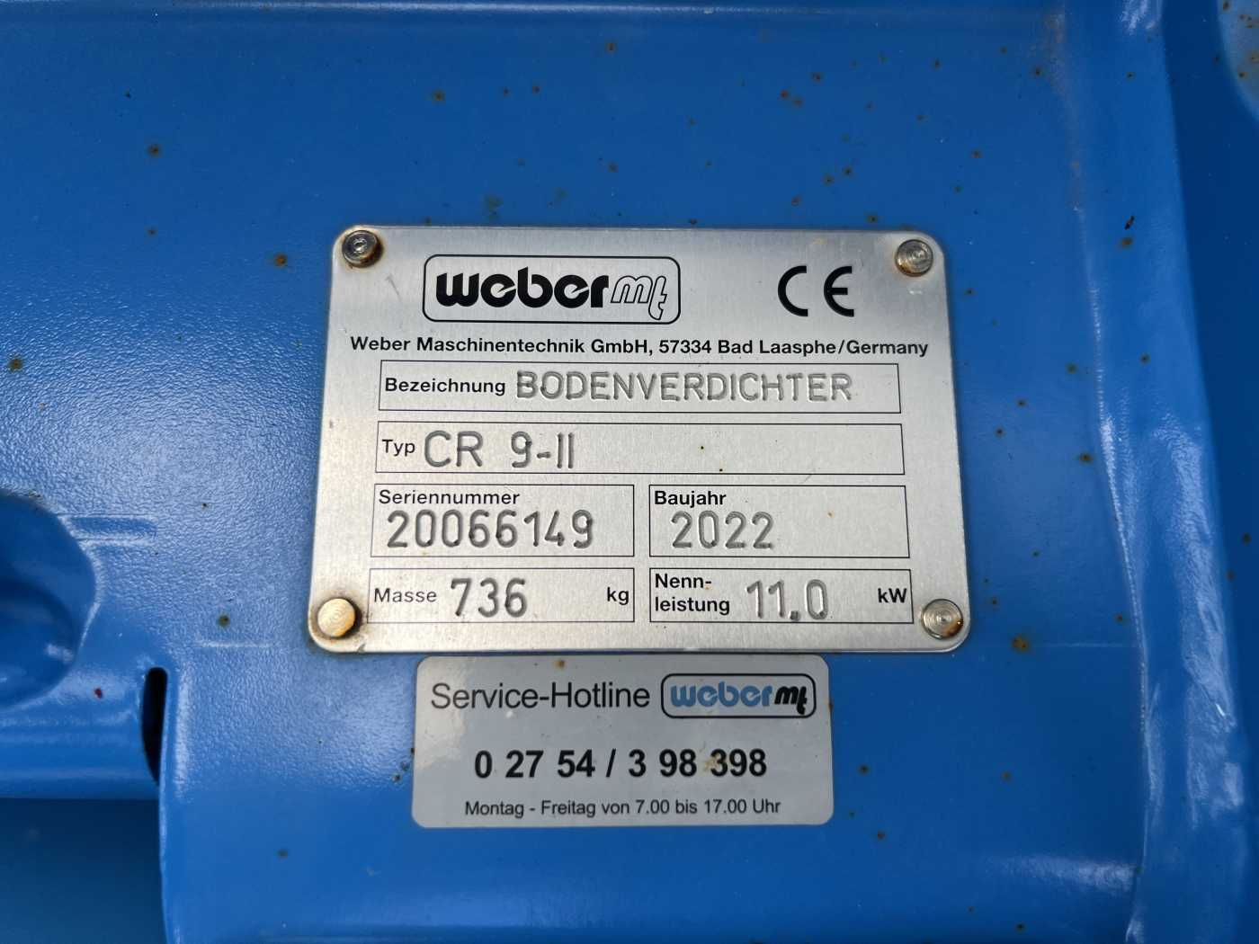 Fahrzeugabbildung Weber Weber CR 9 Hatz-Diesel / 736kg / E-Start / DEMO