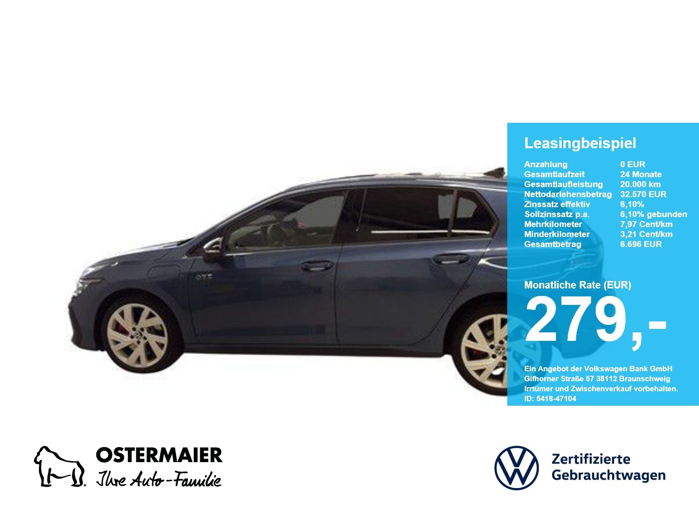 Volkswagen Golf VIII GTE BLACK STYLE 1.5eTSI 272PS DSG HYBR