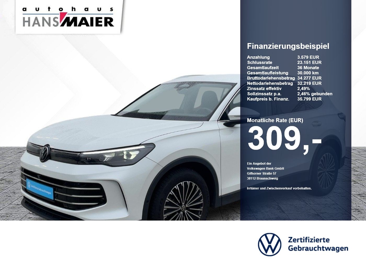 Volkswagen Tiguan eTSI Elegance DSG Nav AHK GJR LED ACC Kam