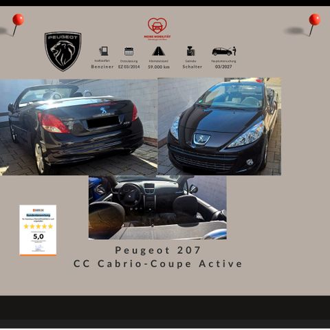 Peugeot 207 CC Cabrio*PDC.SHZ.*SEHR GEPFL.*KLIMA*...