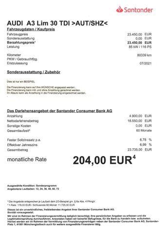 Fahrzeugabbildung Audi A3 Limo 30 TDI >AUT/NAVI/Sitzheiz/PDC<
