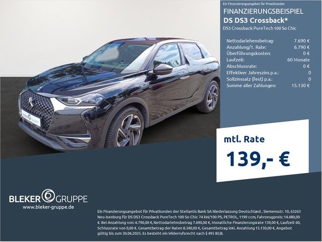 DS Automobiles DS3 Crossback PureTech 100 So Chic