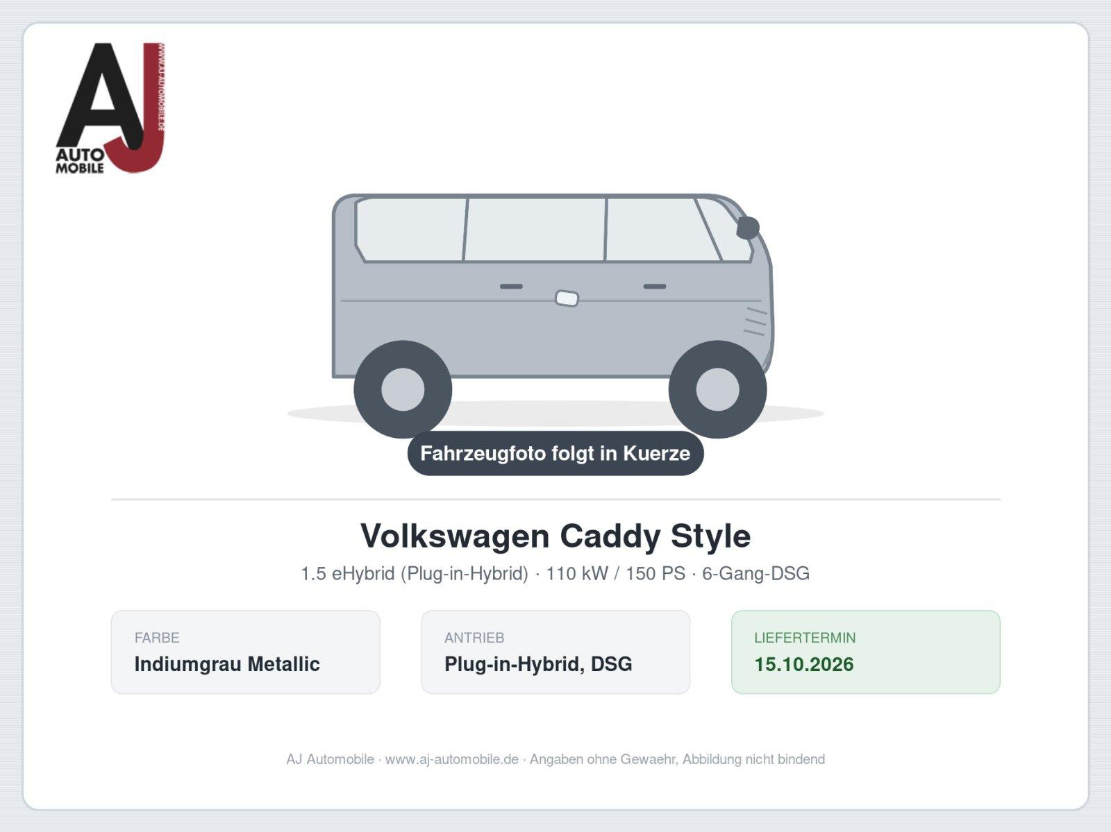 Volkswagen Caddy 1.5 TSI eHybrid DSG Style NEUWAGEN, Oktobe