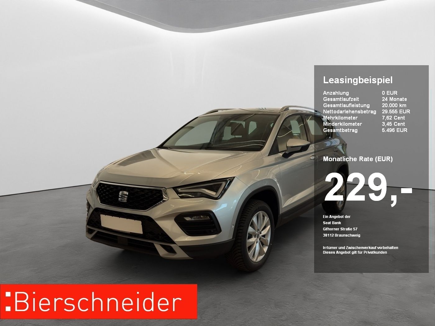 Seat Ateca 1.5 TSI DSG Road ab 229.- OHNE Anzahlung